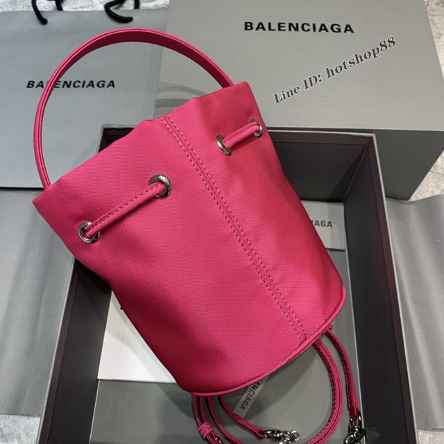 Balenciaga專櫃爆款Balen超輕水桶包 巴黎世家玫紅帆布手提包 fyj1501